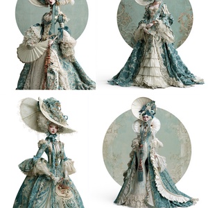 Rococo Blue Court (C) - Hartie de orez imprimata A4, Rice paper decoupage, Accessorii si unelte, Hartie, Hartie decoupage, Decoupage, transfer si tehnici servetel, ARTYNOS