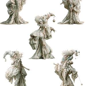 Harlequin Court - Personaje fantezie pe hartie de orez, Hartie de orez decoupage A4 - Artynos.ro