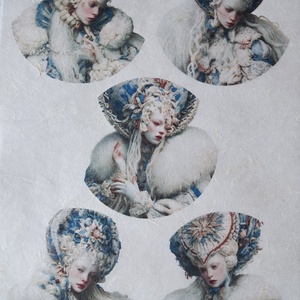 Hartie de orez A4 -  Portrete fantezie pe hartie de orez, Hartie de orez decoupage A4, Accessorii si unelte, Hartie, Hartie decoupage, Decoupage, transfer si tehnici servetel, ARTYNOS