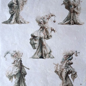 Hartie de orez A4, Harlequin Court personaje fantezie pe hartie de orez, Hartie de orez decoupage A4 - accessorii și unelte - hârtie - hârtie decoupage - Artynos.ro