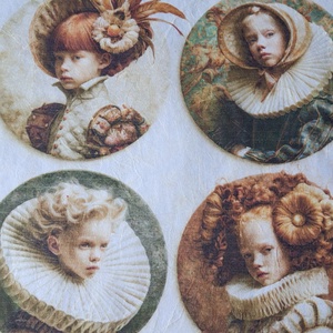 Hârtie de orez A4 Copii din epoca nobila (I) - Rice paper decoupage, Hartie de orez imprimata A4  - accessorii și unelte - hârtie - hârtie decoupage - Artynos.ro