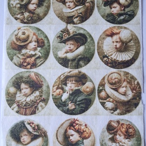 Hartie de orez A4 Copii din epoca nobila (D) - Rice paper decoupage, Hartie de orez imprimata A4, Accessorii si unelte, Hartie, Hartie decoupage, Decoupage, transfer si tehnici servetel, „Copiii din epoca nobila” este o serie de portrete circulare care surprind inocenta si eleganta ari..., ARTYNOS
