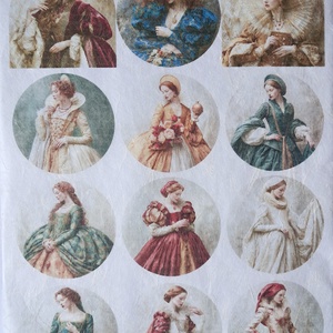 Hartie de orez A4 Ecouri din Gradinile Regale (D) - Rice paper decoupage, Hartie de orez imprimata A4 , Accessorii si unelte, Hartie, Hartie decoupage, Decoupage, transfer si tehnici servetel, „Ecouri din gradinile regale” este o serie de portrete circulare care surprind siluete feminine in ..., ARTYNOS