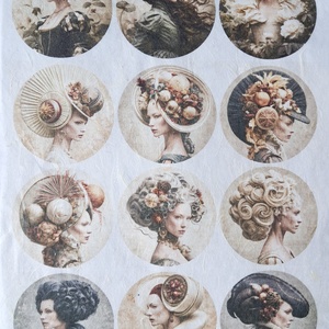 Hartie de orez A4 Muzele Versailles-ului (D) - Rice paper decoupage, Hartie de orez imprimata A4 , Accessorii si unelte, Hartie, Hartie decoupage, Decoupage, transfer si tehnici servetel, „Muzele Versailles-ului” este o serie de portrete circulare care surprind personaje in tinute nobil..., ARTYNOS