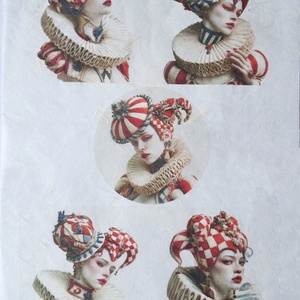 Hartie de orez A4 Arlechina (A) - Rice paper decoupage, Hartie de orez imprimata A4, Accessorii si unelte, Hartie, Hartie decoupage, Decoupage, transfer si tehnici servetel, Arlechina este un personaj nascut din spectacol si eleganta, purtand pe frunte culorile curtii vech..., ARTYNOS