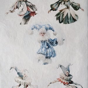 Hartie de orez A4  Cinci figuri  (E) -  hartie de orez, rice paper A4 - accesorii și unelte - hârtie - hârtie decoupage - Artynos.ro
