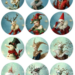 Hartie de orez A4, Artistic Rice Paper - Fantasy Cristmas (1), Accesorii si unelte, Hartie, Hartie decoupage, Decoupage, transfer si tehnici servetel, Coala de orez  pentru decoupage, cu ilustratii fantasy in stil Belle Époque. Designul prezinta noua..., ARTYNOS