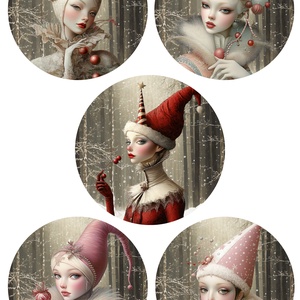 Hartie de orez A4, Artistic Rice Paper - Fantasy Cristmas (2), Accesorii si unelte, Hartie, Hartie decoupage, Decoupage, transfer si tehnici servetel, Coala de orez  pentru decoupage, cu ilustratii fantasy in stil Belle Époque. Designul prezinta noua..., ARTYNOS