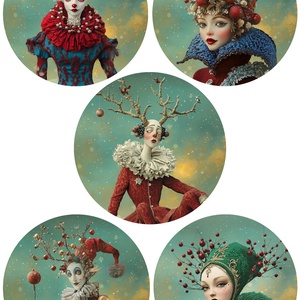 Hartie de orez A4, Artistic Rice Paper - Fantasy Cristmas (5), Accesorii si unelte, Hartie, Hartie decoupage, Decoupage, transfer si tehnici servetel, Coala de orez  pentru decoupage, cu ilustratii fantasy in stil Belle Époque. Designul prezinta noua..., ARTYNOS