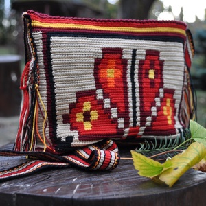 Geanta handmade Crisana- motiv popular traditional soare floare colectia traditional - geantă și husă - genți de umăr și genți de mână - genți de umăr - Artynos.ro