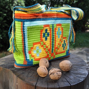 Geanta handmade Crisana- motiv popular traditional soare floare colectia urban - geantă și husă - genți de umăr și genți de mână - genți de umăr - Artynos.ro