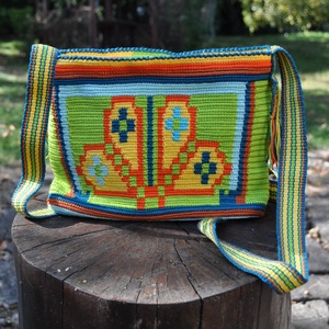 Geanta handmade Crisana- motiv popular traditional soare floare colectia urban - geantă și husă - genți de umăr și genți de mână - genți de umăr - Artynos.ro