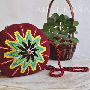Geanta handmade Crisana- motiv popular traditional soare floare colectia traditional - geantă și husă - genți de umăr și genți de mână - genți de umăr - Artynos.ro
