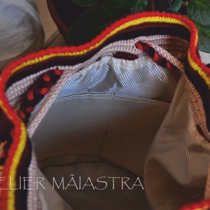 Geanta handmade Crisana- motiv popular traditional soare floare colectia traditional - geantă și husă - genți de umăr și genți de mână - genți de umăr - Artynos.ro