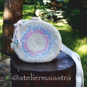 Geanta handmade motive geometrice linii puncte morse  - geantă și husă - genți de umăr și genți de mână - genți de umăr - Artynos.ro