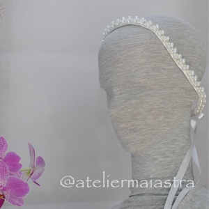 Esarfa dezgatit mireasa subtire centură mireasa margele alb perlat/ ivory sidef- accesoriu par mireasa - Artynos.ro