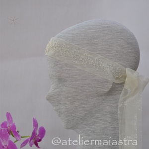 Esarfa dezgatit mireasa lata ivory margele cu aspect vintage, Accesorii nuntă, Accesorii de nuntă, Curele de nuntă, panglici, Broderie, Împletituri, broderie cu mărgele, ARTYNOS