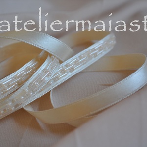 Esarfa dezgatit mireasa subtire centura  margele  brau vintage   brau elegant accesorii handmade par mireasa - accesorii nuntă - accesorii de nuntă - voal mirese - Artynos.ro