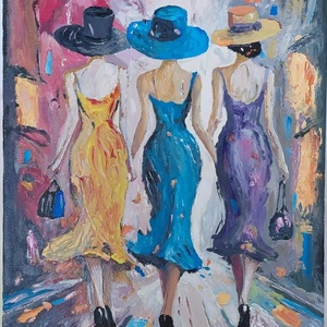 Frumoasele cu palarie, Arte vizuale si accesorii , Picturi, Pictura in ulei, Pictura, ARTYNOS