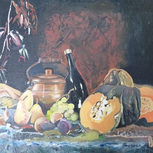 Natura statica cu dovleac si fructe, Arte vizuale si accesorii , Picturi, Pictura in ulei, , ARTYNOS