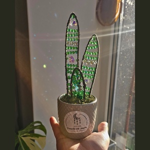 Mini Planta din Cristale - Snake Plant - Suncatcher - casă & stil de viață - decorațiuni de casă - accesorii florale - ghiveci de plante - Artynos.ro