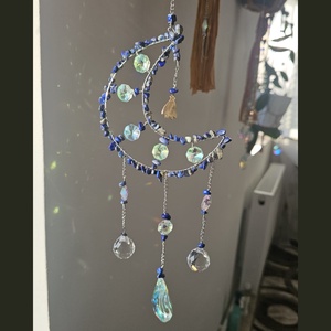 Suncatcher - Luna - Prinzator se Soare cu Lapis Lazuli - casă & stil de viață - decorațiuni de casă - decorațiuni de masă și rafturi - copaci din mărgele și sârmă - Artynos.ro