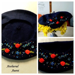 Beretă cu broderie manuală - Artynos.ro