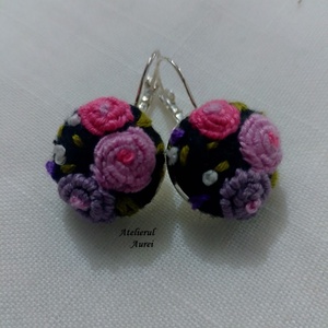 Cercei cu broderie manuală, Bijuterii, Cercei, Cercei rotunzi, Broderie, ARTYNOS