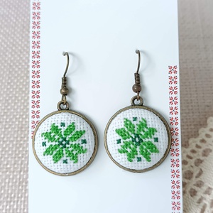 Cercei cusuti manual Colul Morii verde, Bijuterii, Cercei, Cercei agățați, Cusătură, Confecționarea bijuteriilor, ARTYNOS
