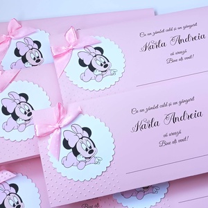 Plicuri dar botez fetițe, baby Minnie roz - Artynos.ro
