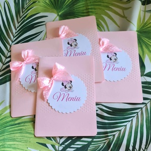 Meniuri tip carte pentru botez fetite Minnie roz, Jucarii si echipamente pentru copii, Daruri de botez, Arta de hartie, Fotografie, grafica, desen, ilustratie, ARTYNOS