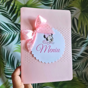 Meniuri tip carte pentru botez fetițe Minnie roz - jucării și echipamente pentru copii - daruri de botez - Artynos.ro
