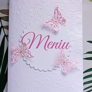 Meniuri tip carte pentru botez fetite fluturi - Artynos.ro
