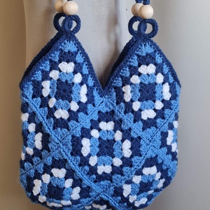 Geanta crosetata manual, nuante de albastru , Genti si portofele, Genti de mana si umar, Geanta mare, Crosetat, ARTYNOS