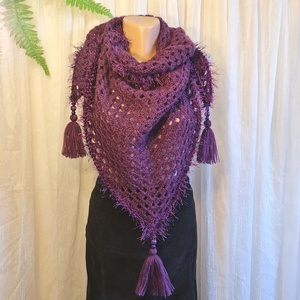 Șal triunghiular croșetat manual ANA - îmbrăcăminte și modă - eșarfe, pălării, fularuri - șaluri - Artynos.ro