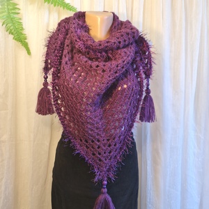 Șal triunghiular croșetat manual ANA - îmbrăcăminte și modă - eșarfe, pălării, fularuri - șaluri - Artynos.ro