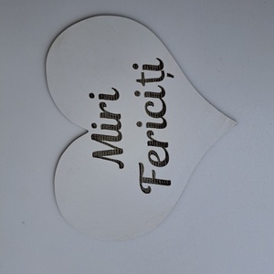 Forma inima Miri Fericiți sau Nași Fericiți  15x18cm - accesorii nuntă - materiale decor pentru nuntă - decorațiuni pentru masa de nuntă  - Artynos.ro