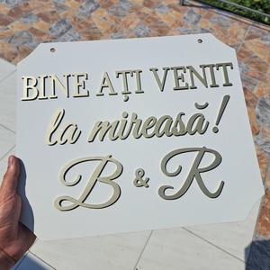 Set 2x Plăcuță/panou Bine ați venit - accesorii nuntă - materiale decor pentru nuntă - decorațiuni pentru masa de nuntă  - Artynos.ro
