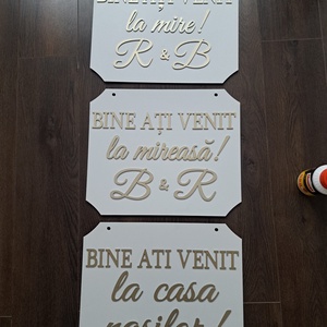 Set 2x Plăcuță/panou Bine ați venit - accesorii nuntă - materiale decor pentru nuntă - decorațiuni pentru masa de nuntă  - Artynos.ro
