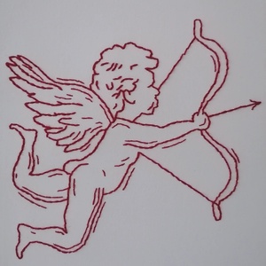 panza brodata manual - cupid's arrow - arte vizuale și accesorii  - imagini cu broderii - Artynos.ro