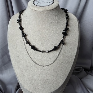 Colier din margele negre si otel inoxidabil   - Artynos.ro