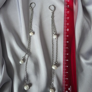 Cercei lungi din oțel inoxidabil și perle de cultură  - bijuterii - cercei - cercei din perle - Artynos.ro