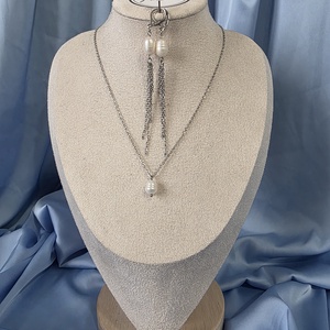 Set lant si cercei  din otel inoxidabil si perla de cultura , Accessorii si unelte, Margea, componente de bijuterii, Perla adevarata, Confectionarea bijuteriilor, ARTYNOS