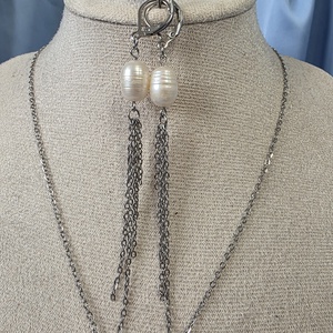 Set lant si cercei  din oțel inoxidabil și perlă de cultură  - accessorii și unelte - mărgea, componente de bijuterii - perlă adevărată - Artynos.ro