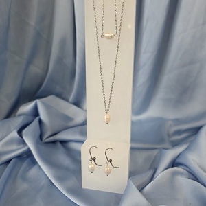 Set lant, bratara si cercei din otel inoxidabil si perla de cultura., Accessorii si unelte, Margea, componente de bijuterii, Perla adevarata, Confectionarea bijuteriilor, ARTYNOS