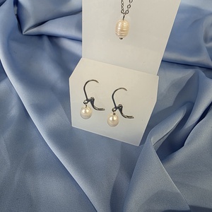 Set lanț, brățară și cercei din oțel inoxidabil și perlă de cultură. - accessorii și unelte - mărgea, componente de bijuterii - perlă adevărată - Artynos.ro