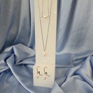 Set lanț, brățară și cercei din oțel inoxidabil și perlă de cultură. - accessorii și unelte - mărgea, componente de bijuterii - perlă adevărată - Artynos.ro