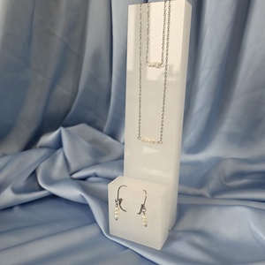 Set lant, bratara si cercei din otel inoxidabil si perla de cultura. - Artynos.ro