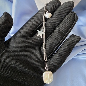 Colier din lanț oțel inoxidabil si perle de cultură  - bijuterii - coliere - coliere din perle - Artynos.ro