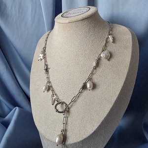 Colier din lanț oțel inoxidabil si perle de cultură  - bijuterii - coliere - coliere din perle - Artynos.ro